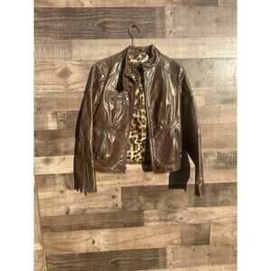 Chocolate Brown Leather Jacket Laundry by Shelli Segal